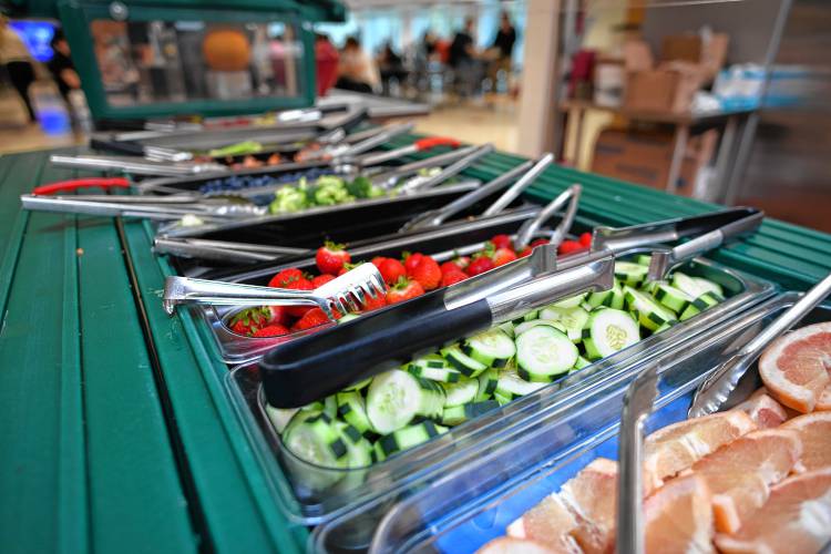 The fruit and vegetable bar at Ralph C. Mahar Regional School in Orange.