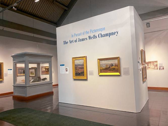 One of Historic Deerfield's fall exhibitions, “In Pursuit of the Picturesque: The Art of James Wells Champney,” greets visitors right at the entrance of the Flynt Center of Early New England Life.