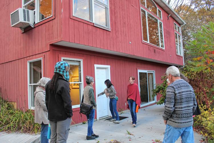 Leyden Planning Board members tour the 63 North County Road site that could become the Bent Birch Retreat Center, pending special permit approval.