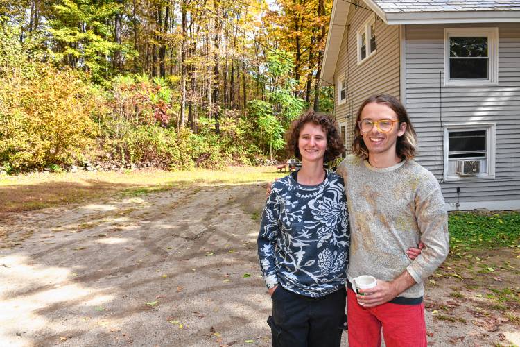 Sara Brown and Saul Shanabrook at 112 Stone Farm Lane in Greenfield near where the Valley Community Land Trust and the Valley Housing Co-op hope to build affordable housing.  