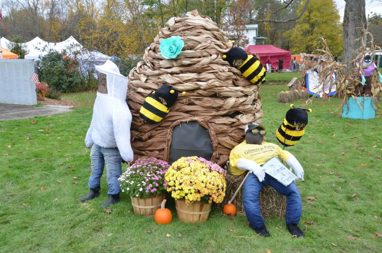 Scarecrows on display at the 2023 Scarecrow in the Park in Bernardston. The 20th annual event returns Saturday, Oct. 19, and Sunday, Oct. 20.