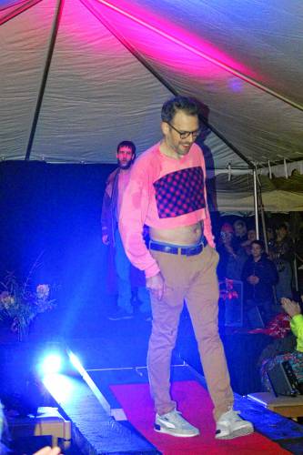 Models strut the runway during Swanson’s Fabrics first annual Trash Rich Fashion Show.