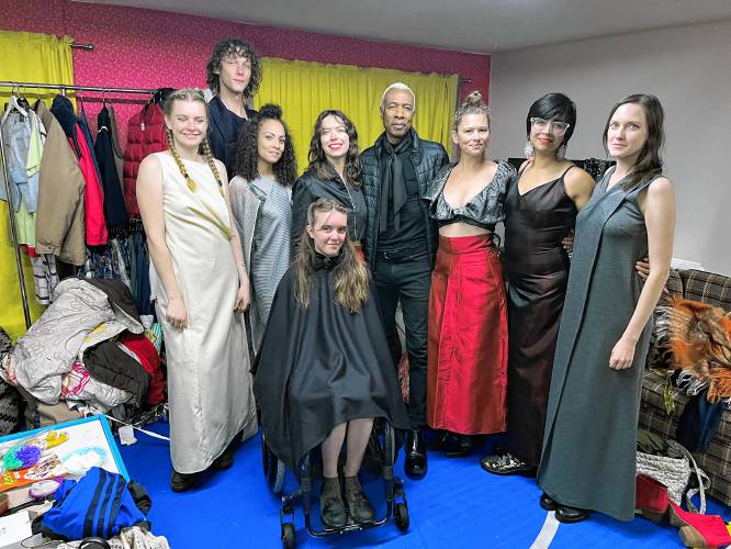 Models pose backstage at the first annual Trash Rich Fashion Show with designer Richie Richardson.