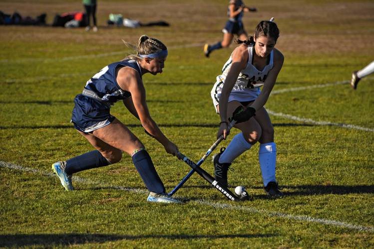 Franklin Tech’s Abi Dobias battles for possession against Southwick last week.