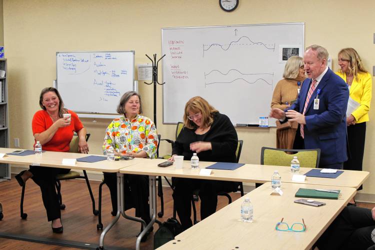 State Rep. Natalie Blais, Sen. Jo Comerford and Rep. Susannah Whipps joined Baystate Health’s Michael Knapik, vice president of government and community relations, for a roundtable discussion Friday morning.