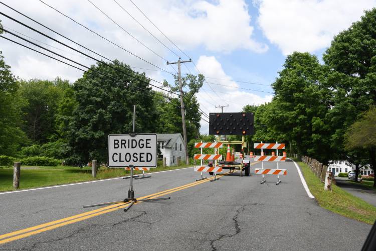 The North Main Street bridge over the railroad is closed in South Deerfield.