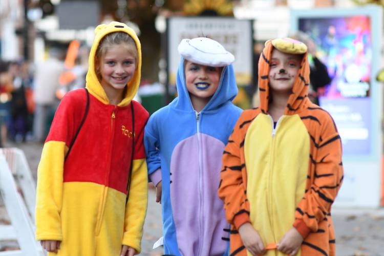 Ava Diefendorf, Maddie Coughlin and Maci Cormie ventured out of the Hundred Acre Woods for trick-or-treating in Greenfield. 