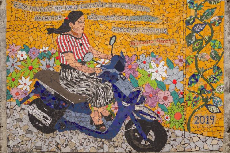 “Tolimoto, Mujeres de Guatemala,” a mosaic created by Cindy Fisher on a trip to Guatemala in 2019.