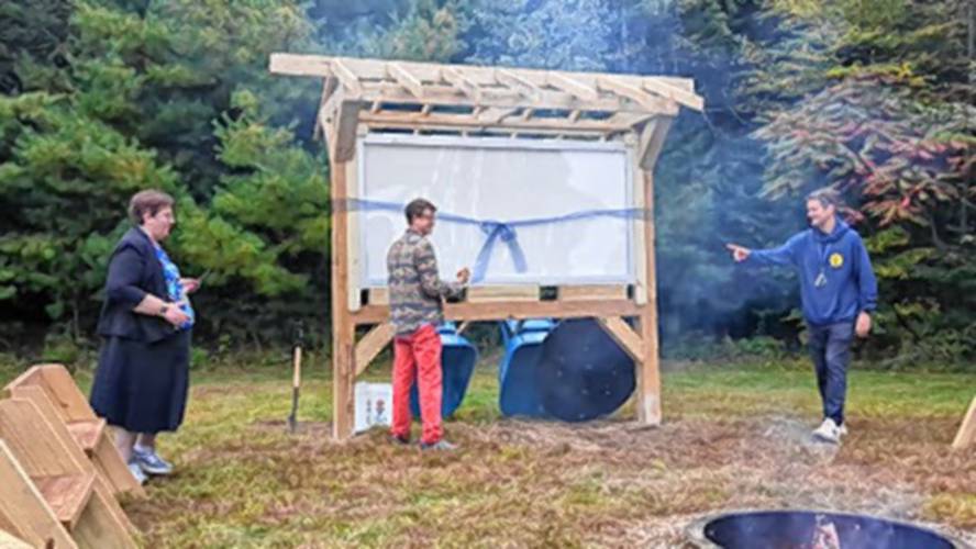 Mohawk Trail students unveil their new outdoor classroom.