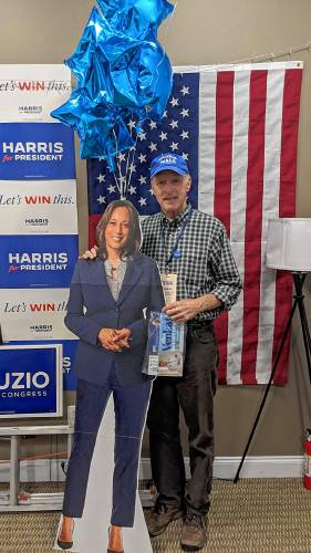 Henry Hardy, who is retired and lives in Greenfield, has been canvassing for Vice President Kamala Harris in Pittsburgh, Pennsylvania, since Oct. 9.