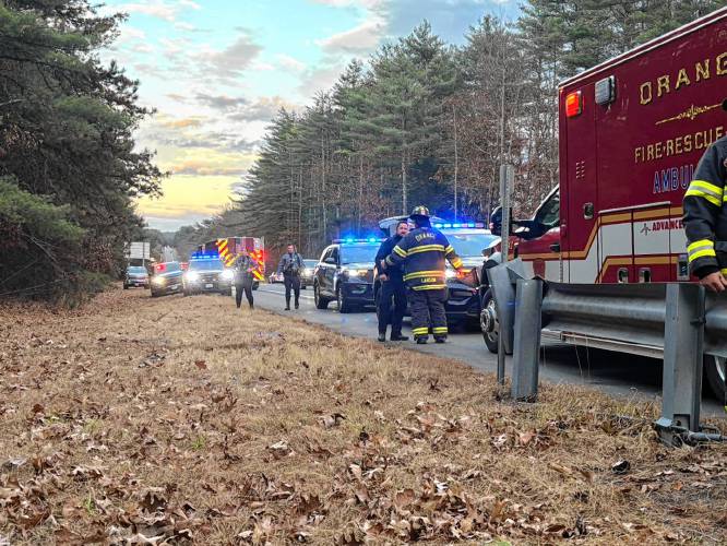 A man was airlifted to a trauma center Wednesday afternoon following a single-vehicle crash just east of Exit 71 on Route 2 in Orange.