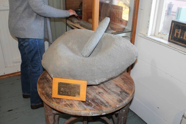 A mortar and pestle on display at the Ashfield Historical Museum