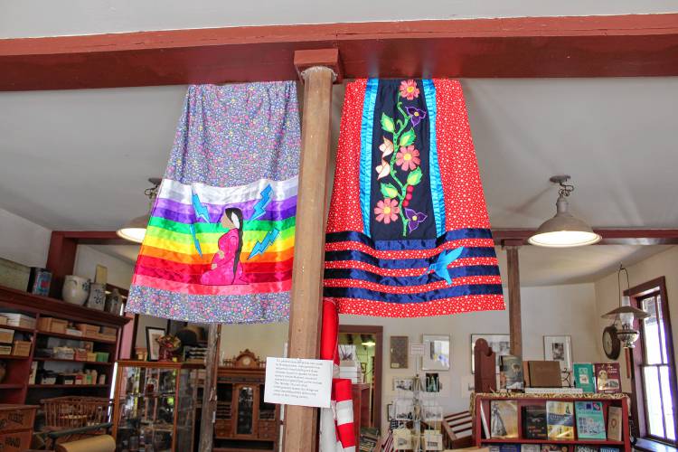 Ribbon skirts on display at the Ashfield Historical Museum