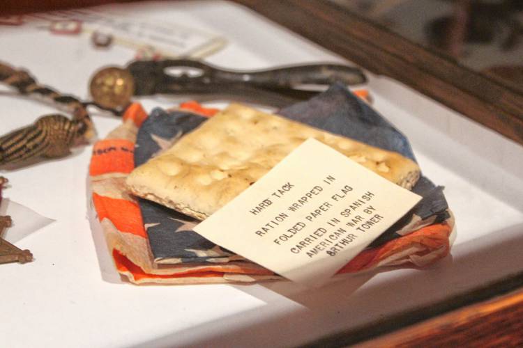 A cracker found in a soldier’s uniform pocket at the Ashfield Historical Museum