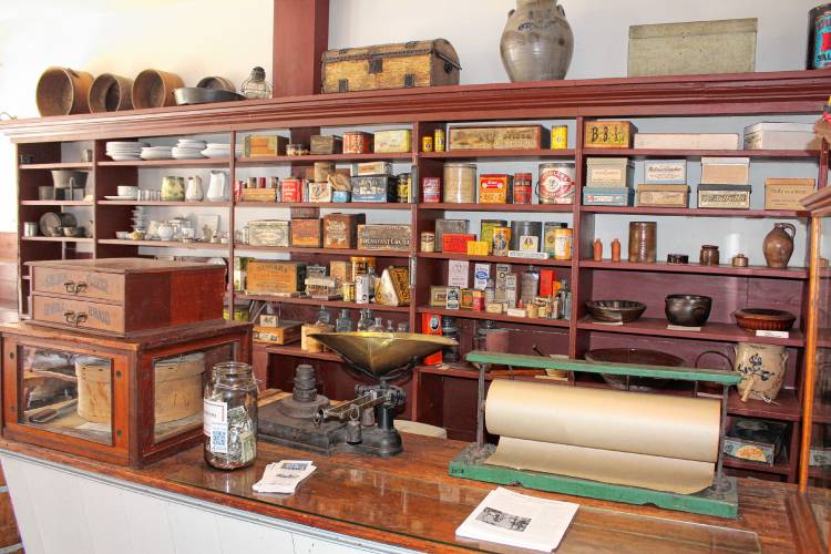 A mock general store at the Ashfield Historical Society Museum