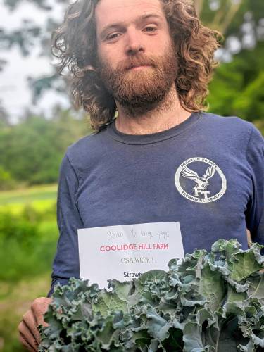 Jared Duval with some lovely kale from his Coolidge Hill Farm.