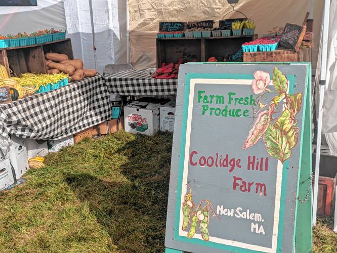 Coolidge Hill Farm’s tent at this year’s North Quabbin Garlic and Arts Festival in Orange.