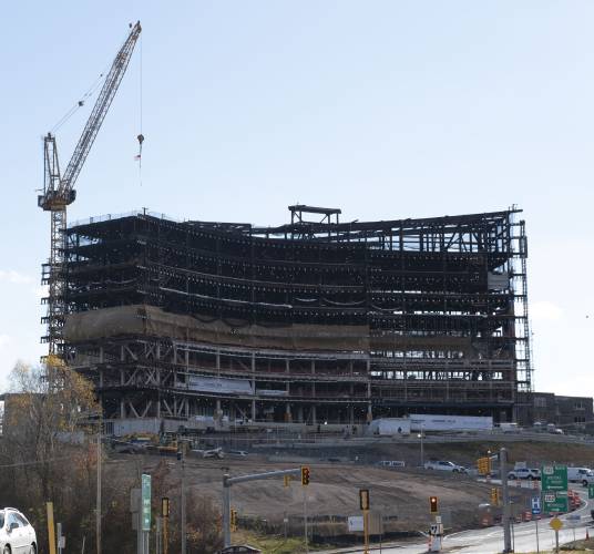 Construction of the Veterans Home at Holyoke before a “topping off” ceremony on Thursday afternoon.