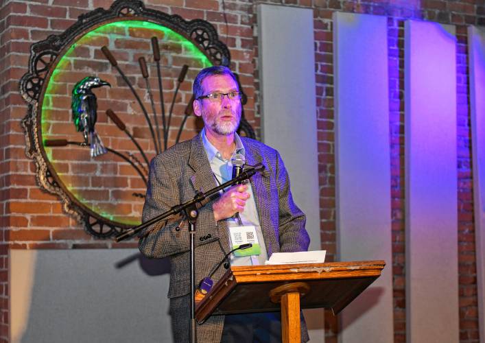 Franklin County Community Development Corporation Executive Director John Waite speaks during the Franklin County CDC’s 45th annual meeting at Hawks & Reed Performing Arts Center in Greenfield on Wednesday.