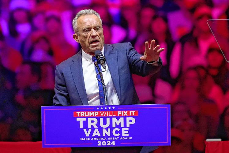 Robert F. Kennedy Jr. speaks at Donald Trump’s New York rally on Oct. 27. “I’m going to let him go wild on health,” Trump said.