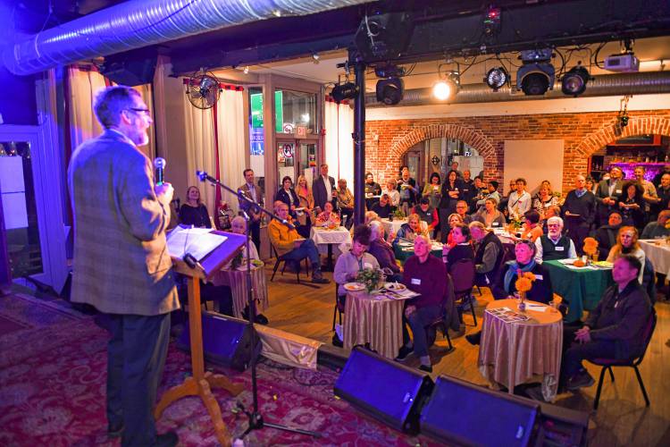 Franklin County Community Development Corporation Executive Director John Waite speaks during the Franklin County CDC’s 45th annual meeting at Hawks & Reed Performing Arts Center in Greenfield on Wednesday.