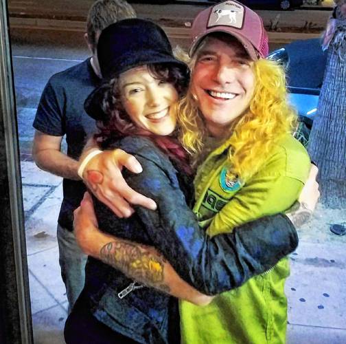 Shelburne Falls native K. L. Doty with Steven Adler, formerly the drummer for Guns N’ Roses. Doty has penned “The True Tale of Mista Bone: A Rock + Roll Narrative,” a deeply personal account of Jack Russell, the original frontman of the band Great White.