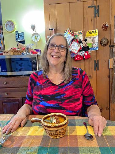 Pam Gerry of Charlemont with her autumn bisque.