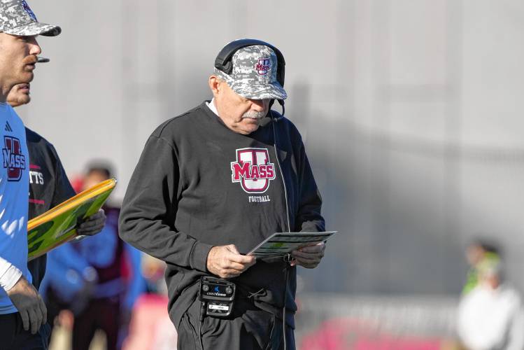 Don Brown coaches the UMass football team in its game against Liberty on Saturday at McGuirk Alumni Stadium. Brown was fired by the school on Monday.