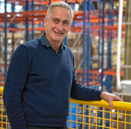 Andrew Morehouse, executive director of the Food Bank of Western Massachusetts, discusses food insecurity in the region from inside the organization’s new regional warehouse in Chicopee.