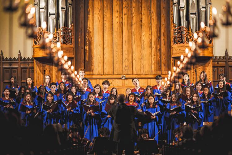 Northfield Mount Hermon School in Gill will host its annual Vespers performances, pictured in 2023, on Sunday, Dec. 8, at 3:30 p.m. and 6:30 p.m.