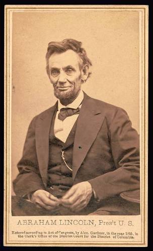 From a photograph of President Abraham Lincoln from his last formal portrait sitting, Feb. 5, 1865, in Washington, D.C. 