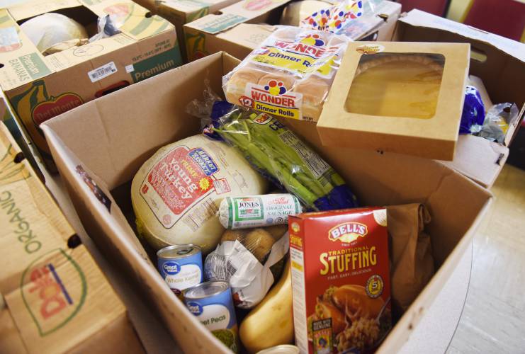 Complete Thanksgiving meals in a box, turkey and fixings right down to the pie.