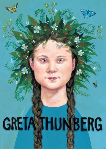 Anita Kunz’s portrait of Greta Thunberg. At age 15, the environmental activist Greta Thunberg began playing hooky at school in order to organize protests outside the Swedish Parliament. She has twice been nominated for the Nobel Prize and was selected by Forbes as among the world’s 100 most powerful women.