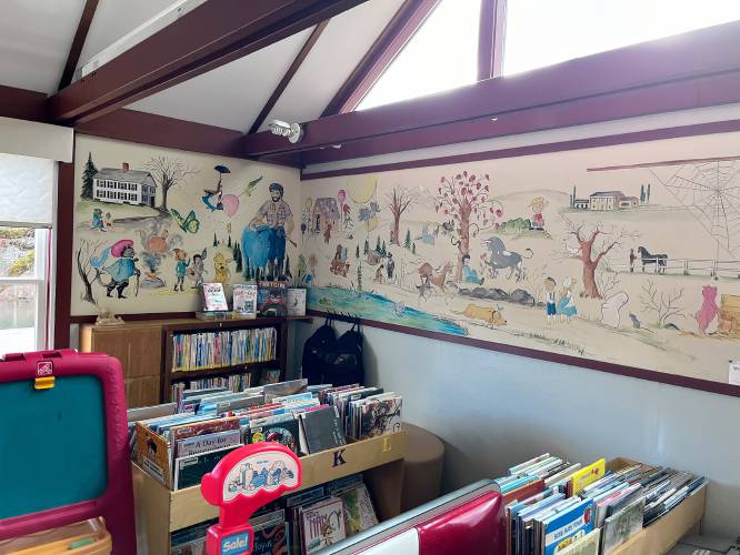 A mural in the children’s room of the Rowe Town Library.