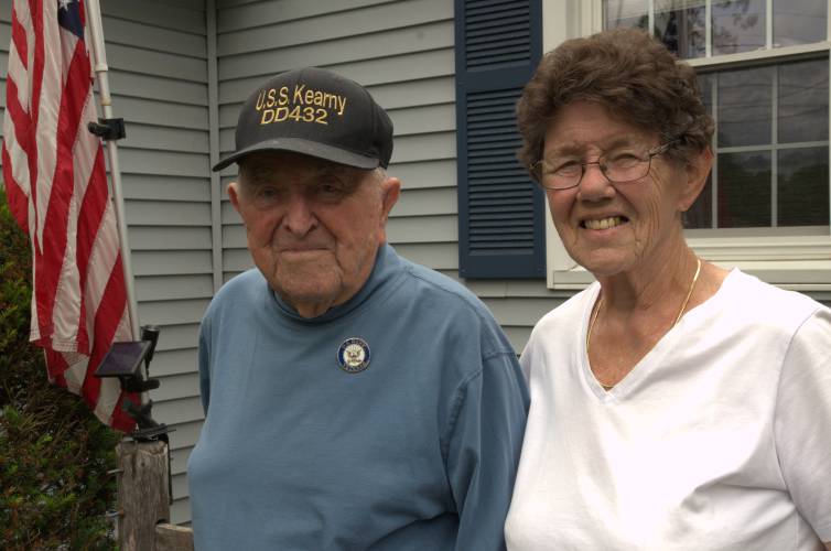 Bill Messer celebrating his 100th birthday with his wife, Pat Messer, in 2023.  