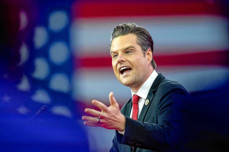 Rep. Matt Gaetz, R-Fla., speaks during the Conservative Political Action Conference in February.