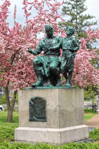 The Massachusetts Peace Statue in Memorial Park is dedicated to those from Orange who served in World War I. It is one of many veterans memorials that the Trustees of Soldiers’ Memorials is responsible for.