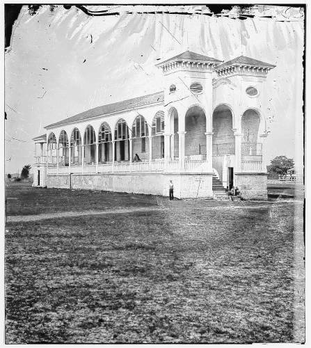 Club house at the race course where captured Union officers were confined.