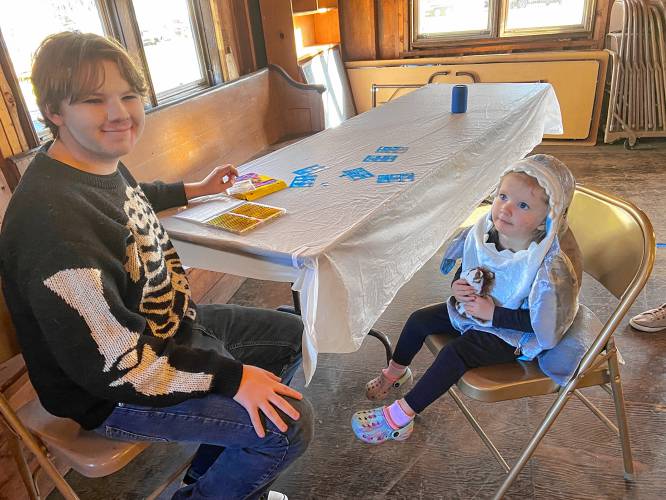 Fifteen-year-old Hawley resident Landon Clark had been too young to go to the Halloween parties of yore but had heard from his older brother how much fun they were. He volunteered to come in costume with his mother to help set up and to paint the little ones’ faces.