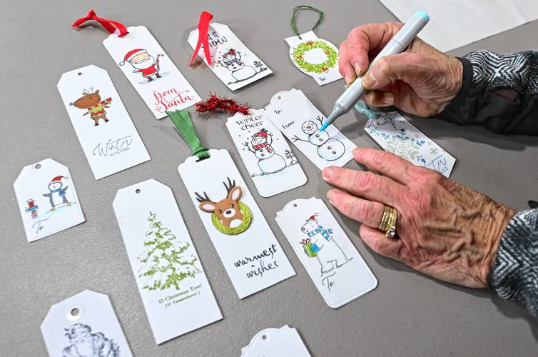 A workshop on crafting tags for holiday gifts was held at the Northfield Senior Center on Tuesday.