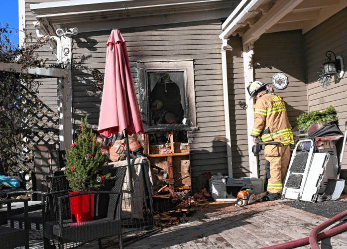 An exterior wall and window sustained damage in a small fire at 83 Main St. in Northfield on Wednesday morning. 