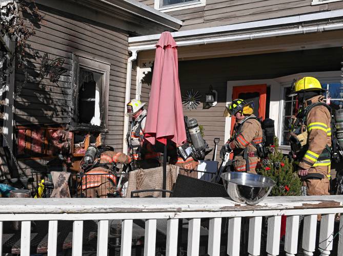 An exterior wall and window sustained damage in a small fire at 83 Main St. in Northfield on Wednesday morning. 