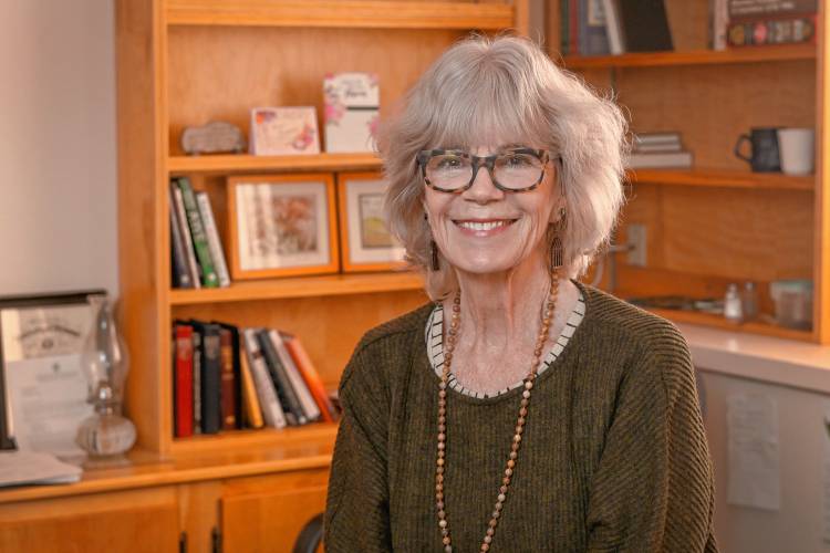 The Rev. Julie G. Olmsted in her office at the United Church of Bernardston.