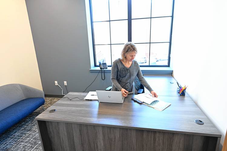 Community Legal Aid Managing Attorney Jennifer Dieringer in her office at 14 Hope St., Suite 104, in Greenfield.