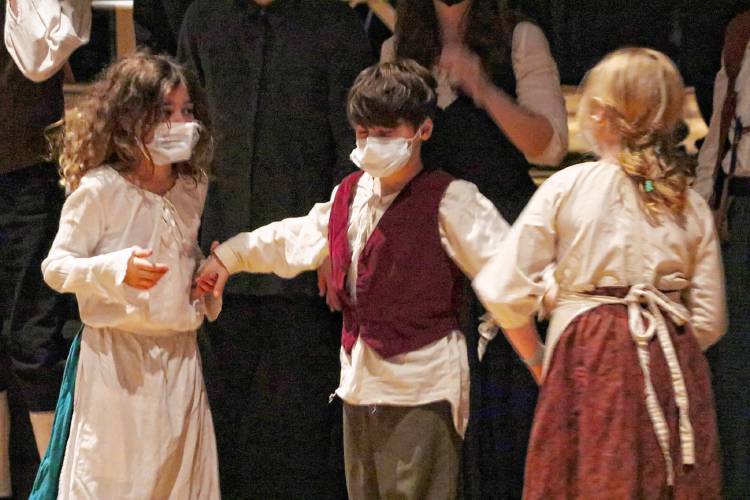 Young performers rehearse for their production of “Welcome Yule: A Midwinter Celebration.”