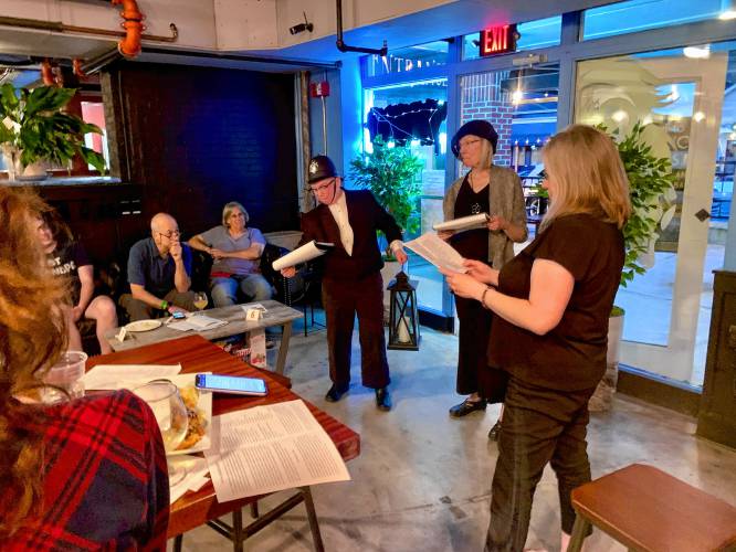 The Valley Players’ first Bard in the Bar session, pictured, was held at White Lion Brewing in Amherst back in May. The group is bringing the series to The Brewery at Four Star Farms in Northfield on Friday, Dec. 13.